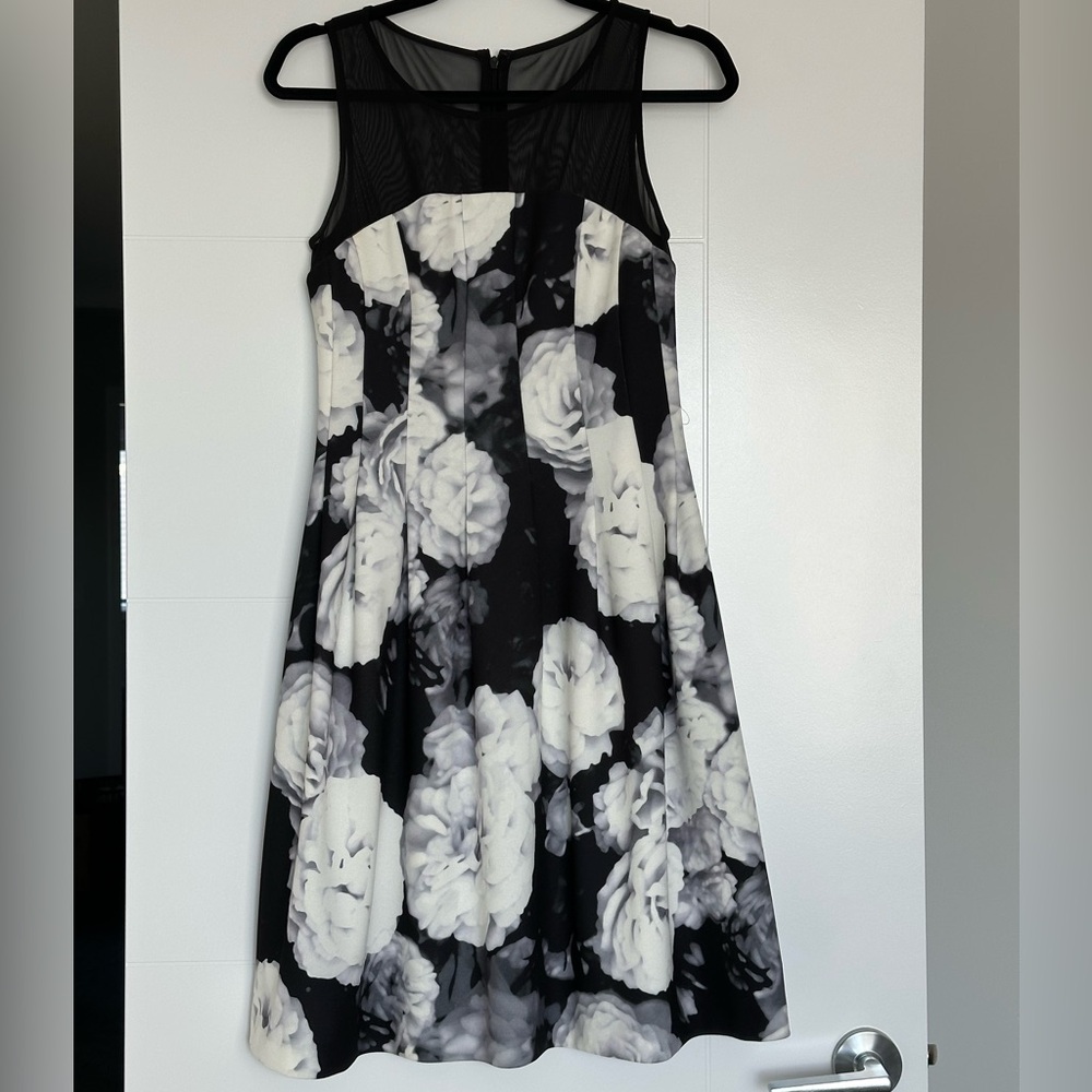 Calvin Klein Black and White Floral Dress